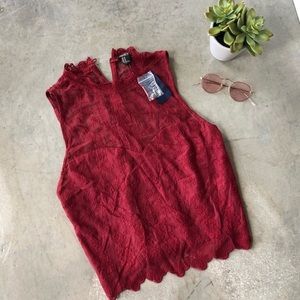 F21 wine red lace blouse